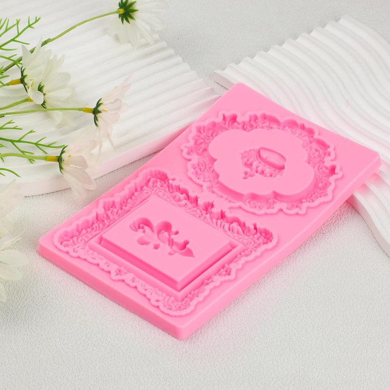 Baroque Mirror Frame Cake Decoration Fondant Molds,Vintage Crown Scroll Relie... gallery