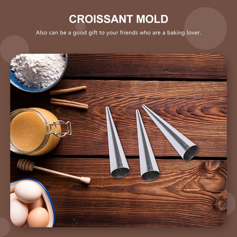 12Pcs Reusable Stainless Steel Croissant Mold Conical Pastry Tubes for Baking gallery
