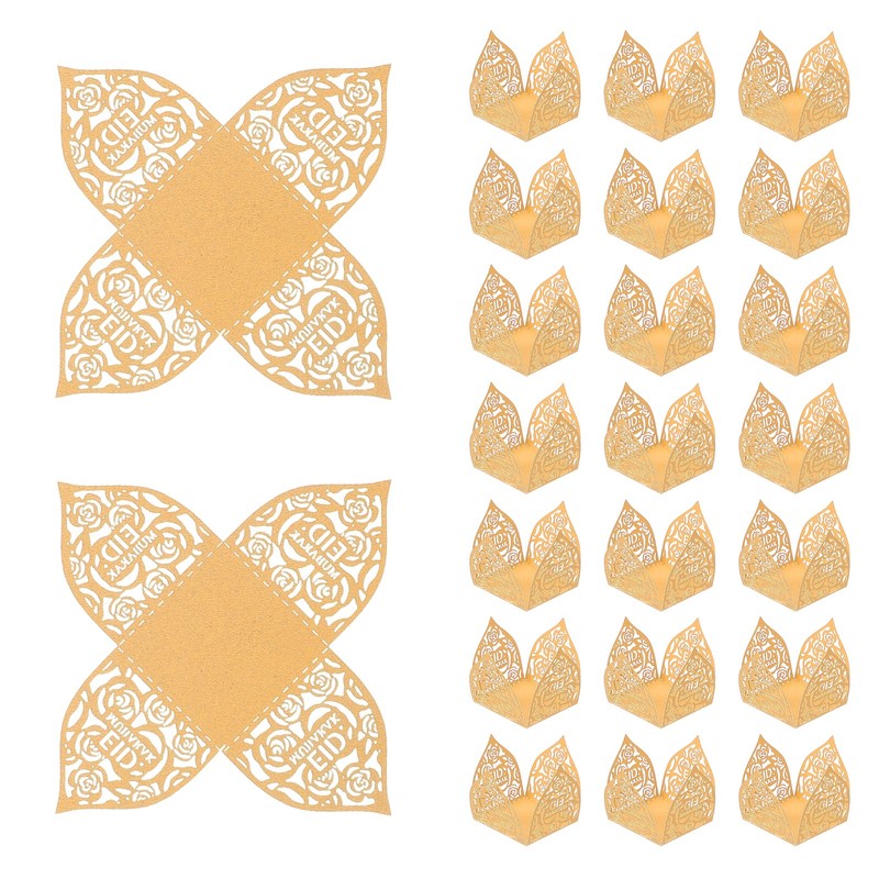 25 PCS Truffle Wrapper 4.3 Inch Square Cupcake Liner Baking Paper Gold