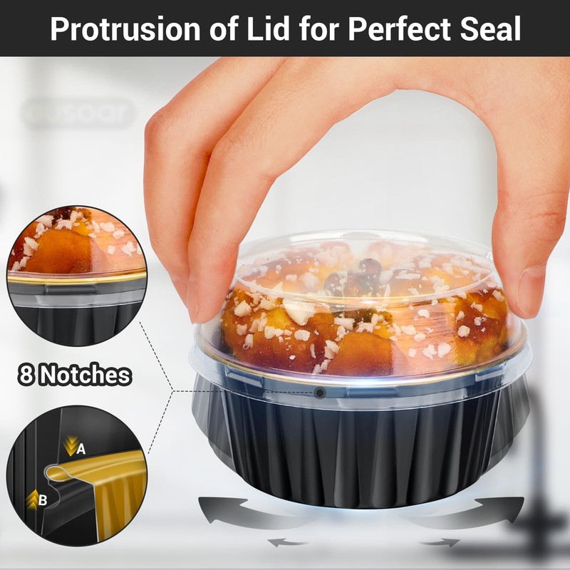 Ramekins with Lids, 25pcs 5oz Cupcake Liners Aluminum Foil Baking Dessert Cup... gallery