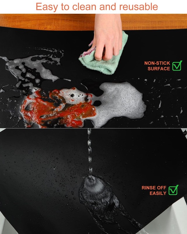 Oven Liners for Bottom of Oven, 2 Pack Mat, 15.75" X 2 Pack, Black gallery