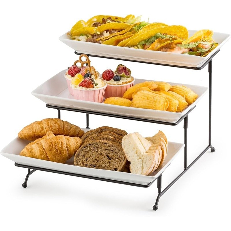3 Tier Porcelain Serving Stand Stackable Display Cakes Appetizers Parties New gallery