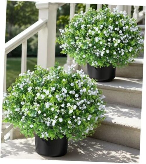 Fake Plants Artificial Flowers for Outdoors Decor, 2 Pack Green - Baby Breath gallery
