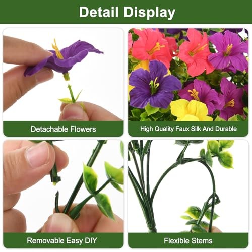 Artificial Fake Petunias Flowers for Outdoors - Spring & Summer - 6 Mix Color-1 gallery
