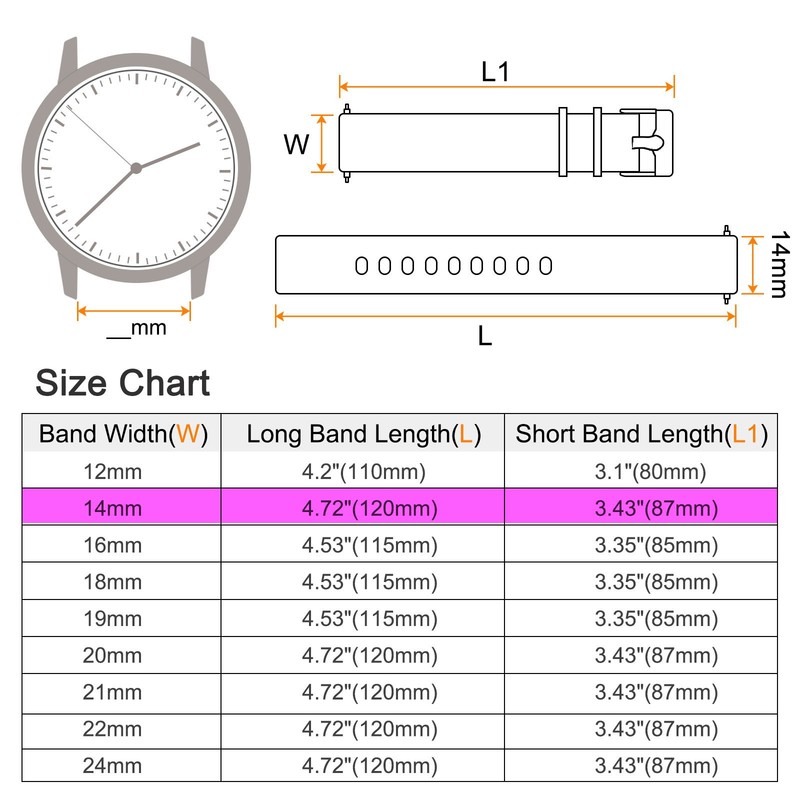 14mm Silicone Strap Black Buckle Quick Release for White Watch gallery