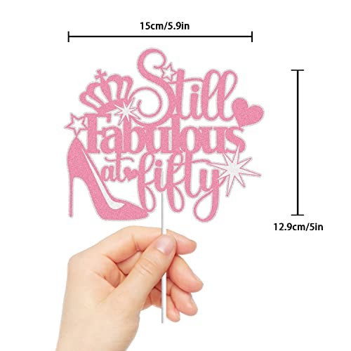 Still Fabulous at Fifty Cake Topper Rose Gold Glitter Years Old Happyth 50 gallery