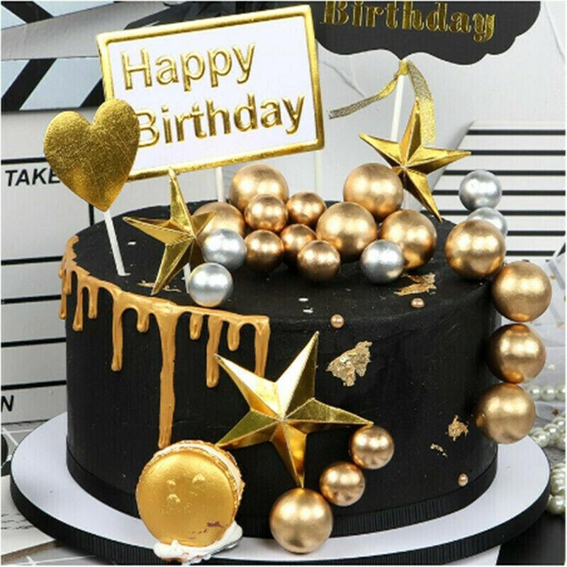 Golden ball picks for For Cake and dessert decoration in multiple sizes gallery