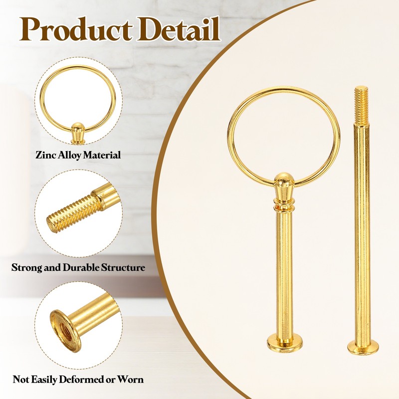 Cake Tray Stand Handle 2-Tier Dessert Plate Round Hardware Fittings Gold gallery