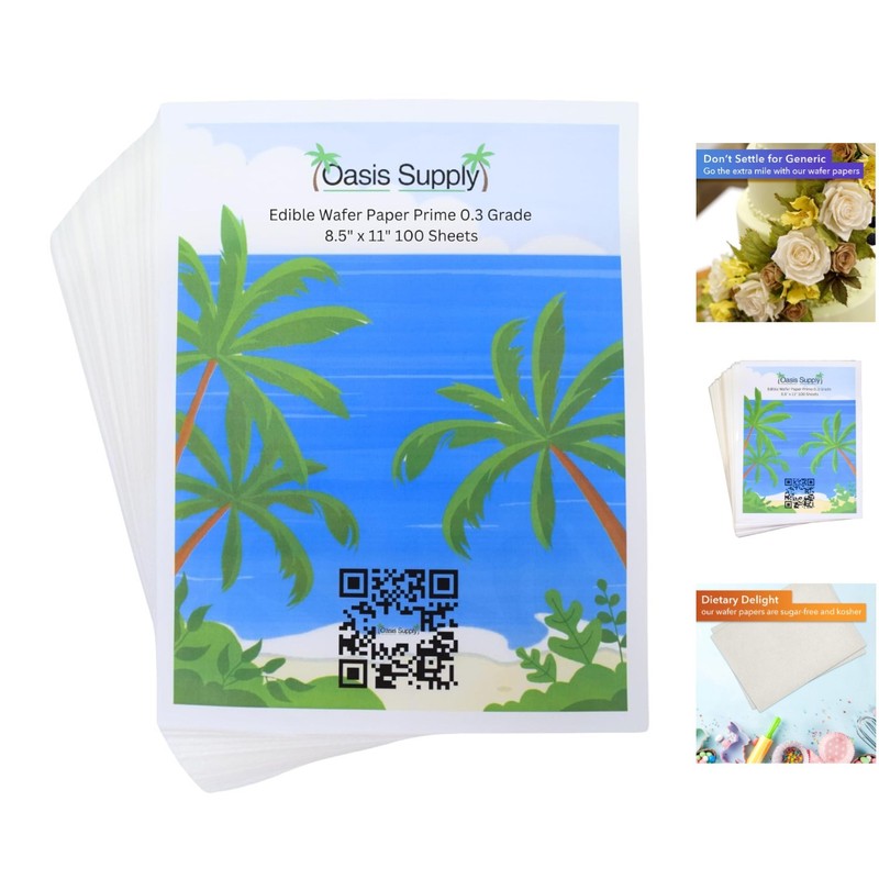 8″x11″ Edible Wafer Paper, 100 Sheets – Ideal for Cupcake Toppers
