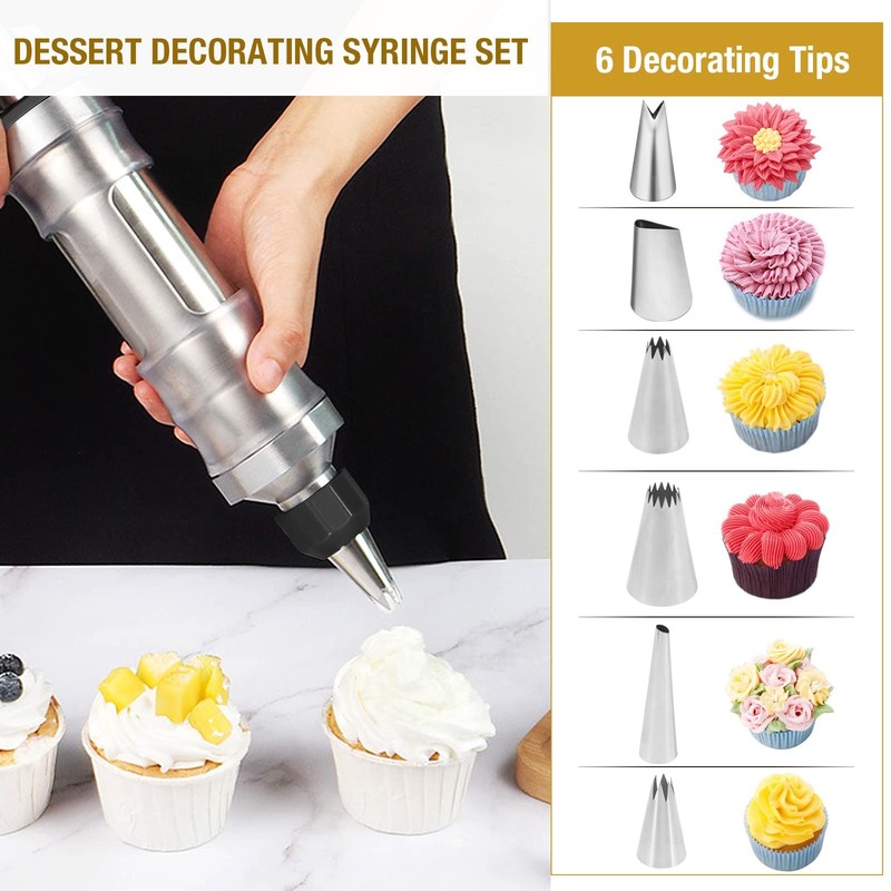 Dessert Decorating Syringe Set Frosting Piping Kit Stainless Steels Cake Deco... gallery