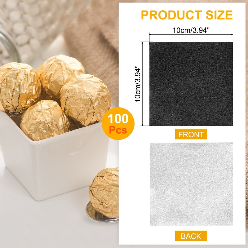 100pcs Candy Foil Wrappers 4 x 4 Inch Chocolate Bar Wrappers Black Orange Peel gallery