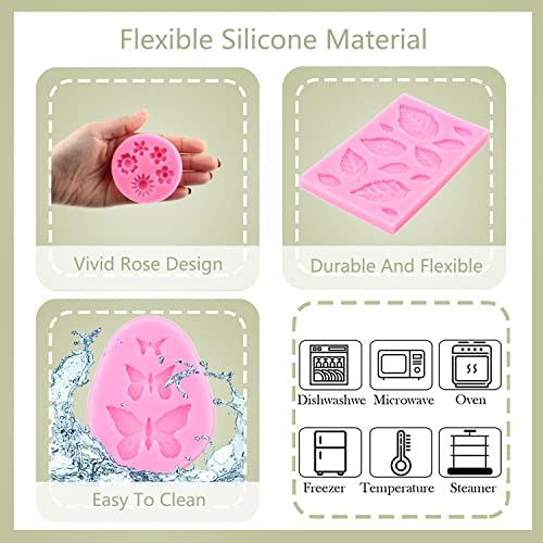 Flower Fondant Cake Mold Rose Butterfly Dragonfly Daisy Rose Leaf Style A gallery