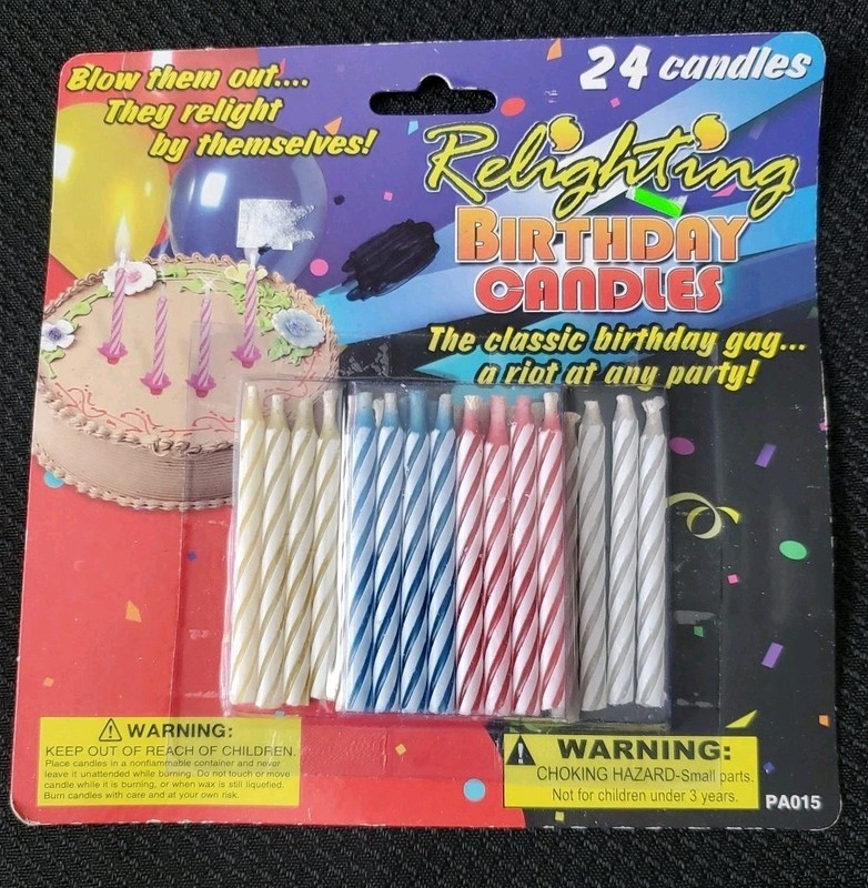 Relighting Birthday Candles Pack of 24 Multiple Colors Striped