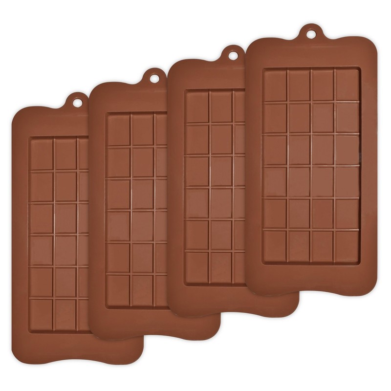 homEdge Break-Apart Chocolate Molds, Set of 4 Packs Food Grade 3 Oz, Brown