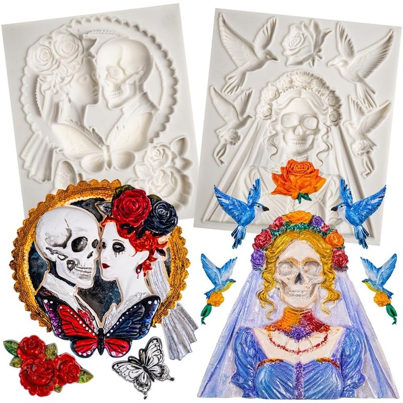 Gothic Floral Cake Toppers Halloween Wedding Party Décor Silicone Molds New gallery