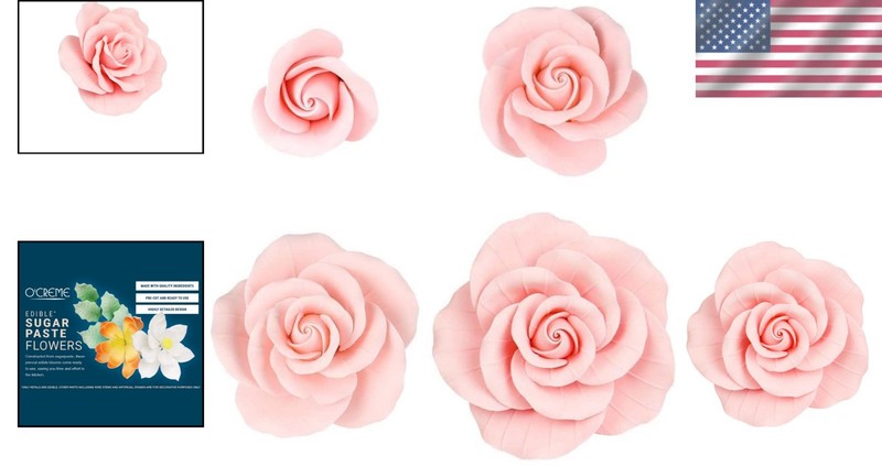 Valentine's Day Cake Toppers - Pink Rose Sugar Flowers gallery