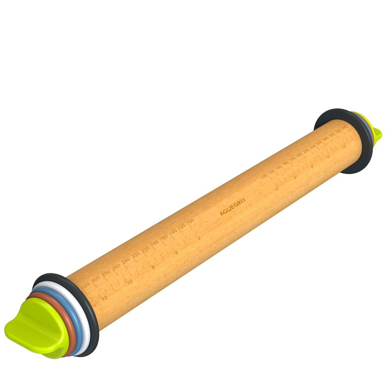 Rolling Pin with Adjustable Thickness Ring, Dough Thickness for Baking, Fonda…