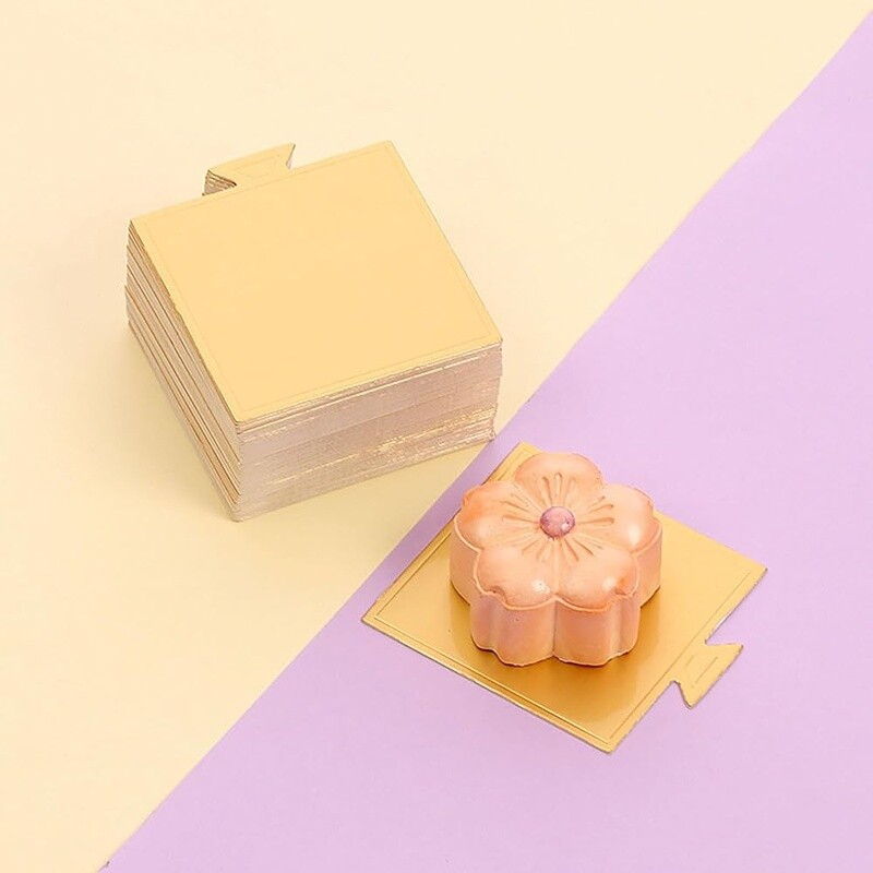 50 Pcs Square Golden Cake Stands Dessert Display Foam Plastic Decoration New gallery
