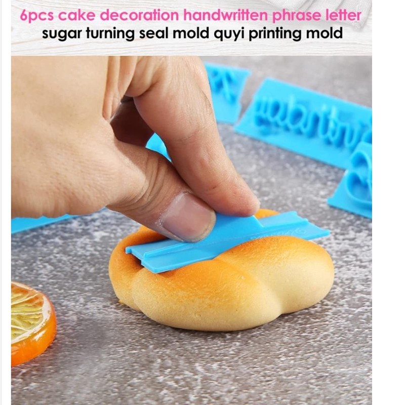 6Pcs Words Cake Mould DIY Handwritten Letter Printed Stamp Mould Bakery Suppl... gallery