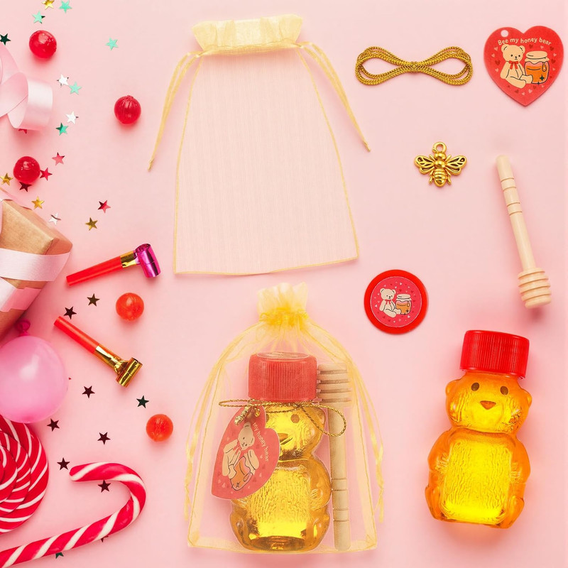 48 Sets 2 Oz Honey Bear Bottles Bulk, Mini Plastic Honey Bear Jars with Gold Bee gallery