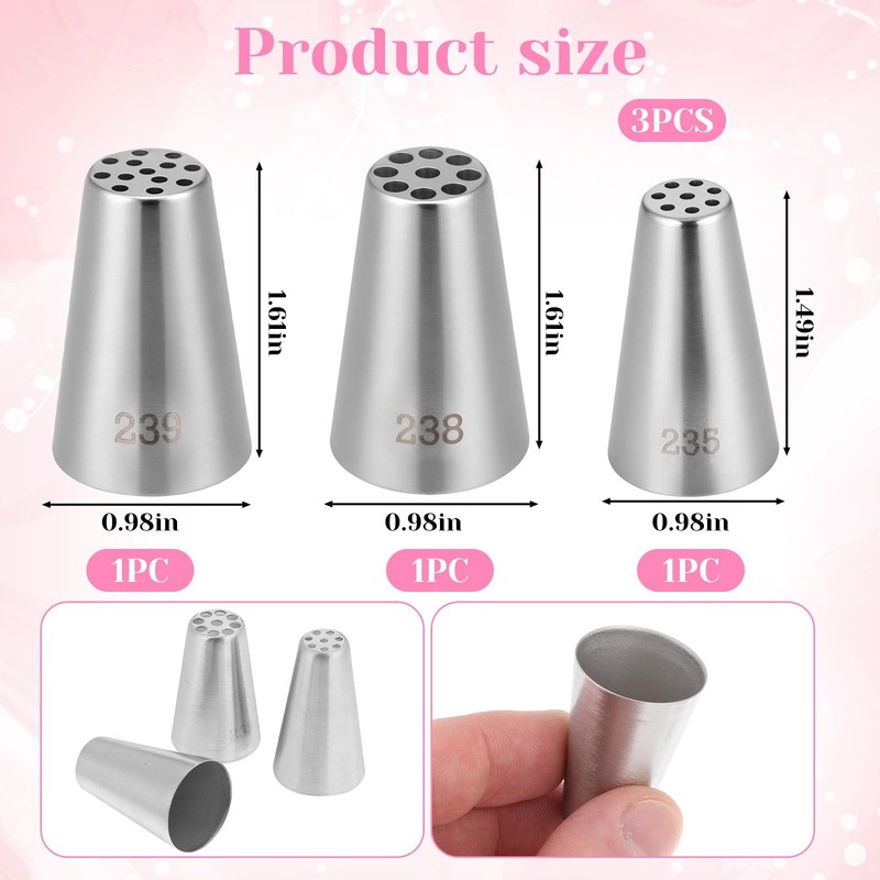 3 PCS Grass Piping Tips Stainless Steel Icing Nozzle for Cake Decorating gallery