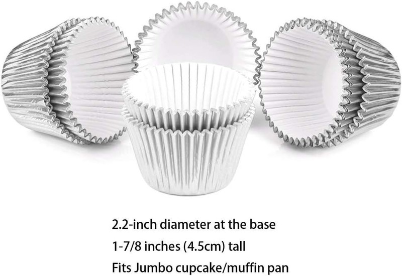 Silver Foil Jumbo Cupcake Liners Metallic Muffin Baking Cups 160-Count gallery