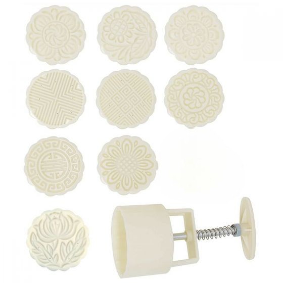 10Pcs/set Cake Mould With Stamps, 9PCS (White)