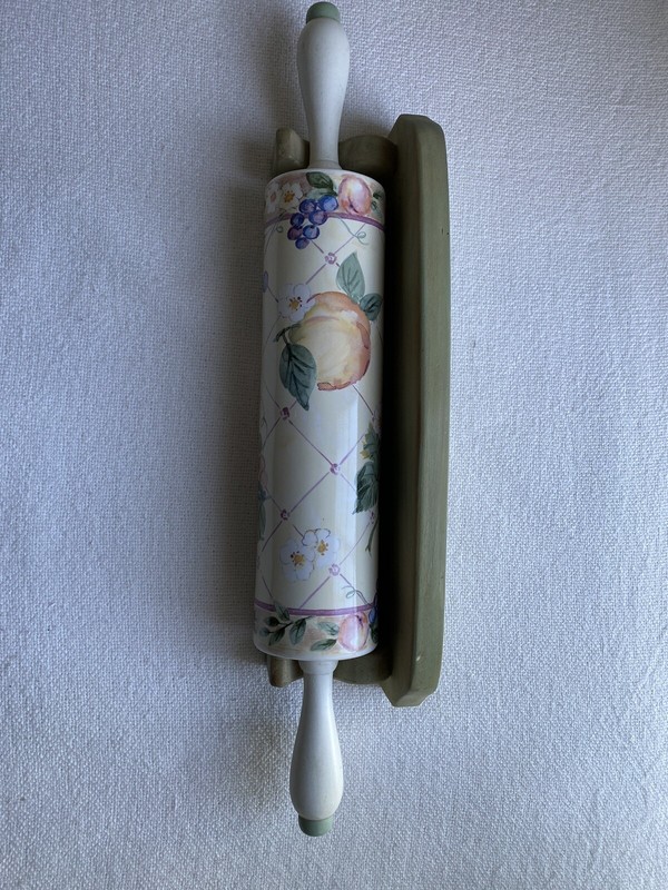 Pfaltzgraff Rolling Pin With Wooden Hanger, 18.5” Ceramic Rolling Pin