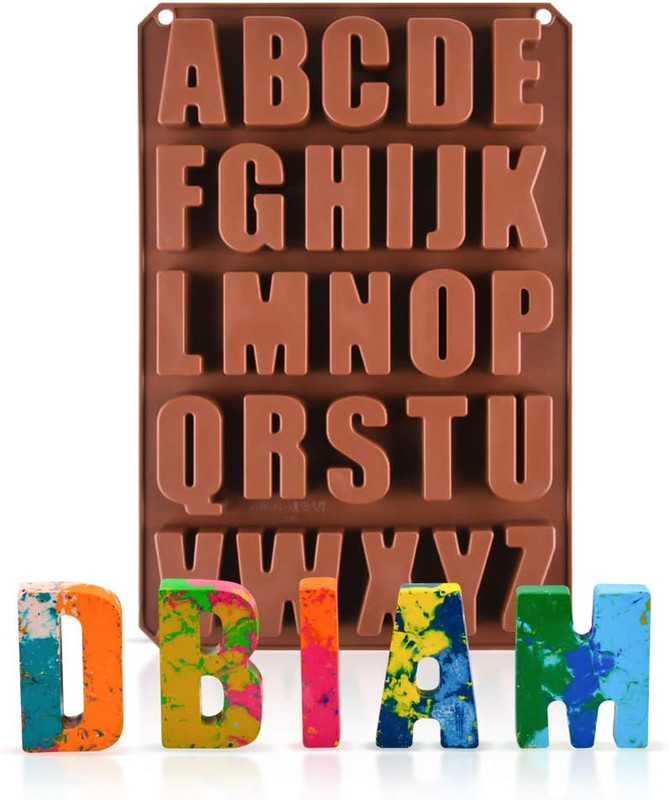 2Pcs Large Letter Molds Silicone Alphabet Mold for Crayon, Cake Baking Decor (2) gallery
