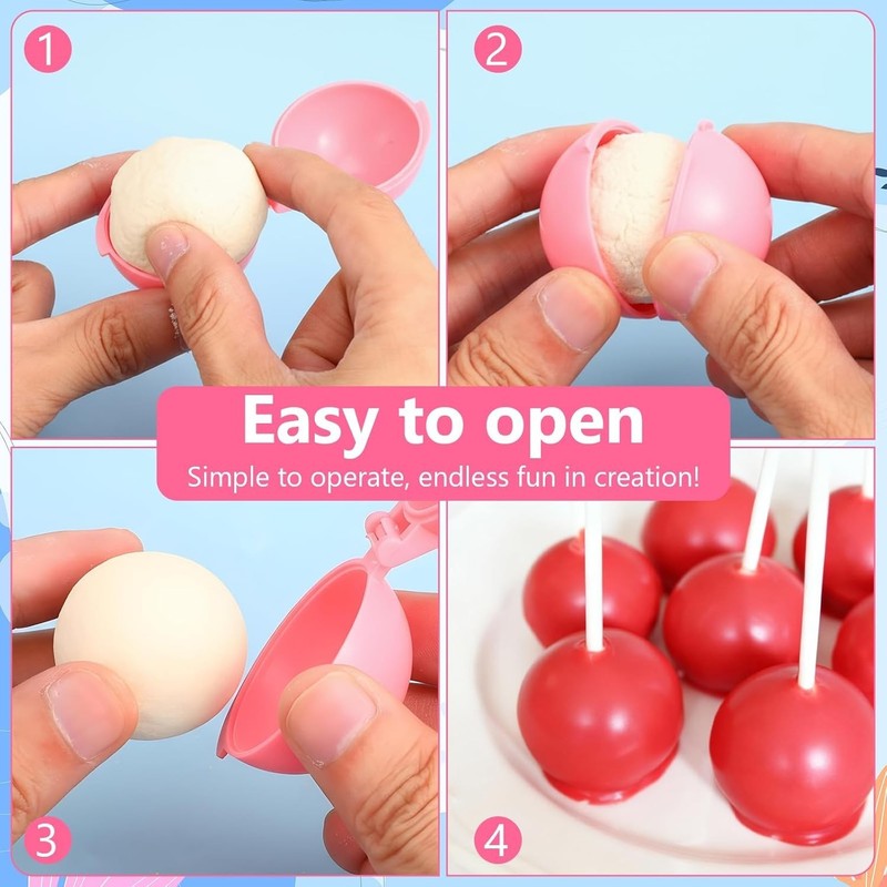 4Pcs Cake Pop Mold Shapes Press Set 4 Shapes 3D Printed Sphere Heart round Cupca gallery