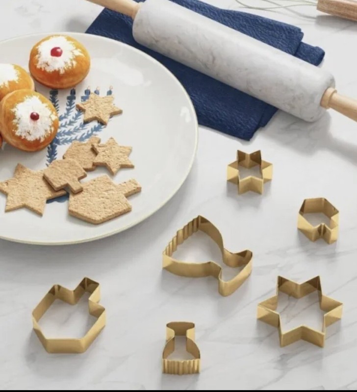 Threshold Hanukkah Cookie Cutter Set (6) Gold Stainless Steel NEW IN BOX gallery
