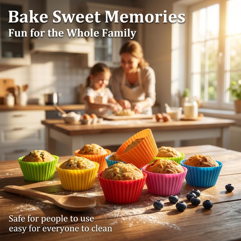 36 PCS Silicone Cupcake Baking Cups - Reusable Non-stick Muffin Liners,Silico... gallery