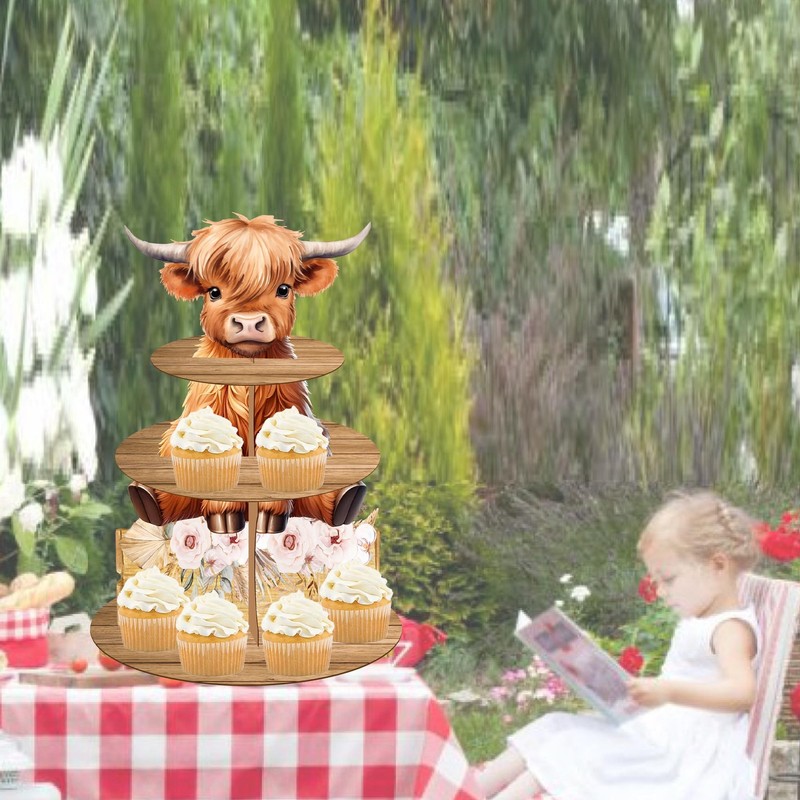 Highland Cow Cupcake Stand Highland Cow Birthday Party Cardboard Cupcake Hold... gallery