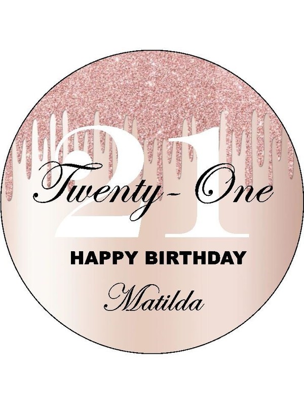 21st Birthday Edible Wafer Cake & Cupcake Toppers – Pink Birthday Decorations gallery