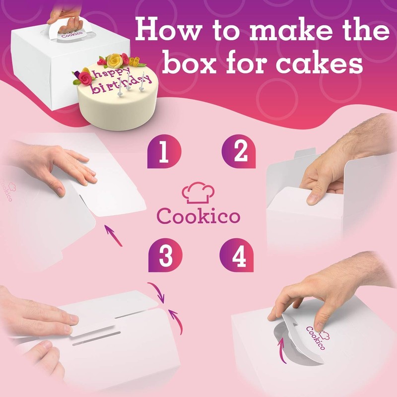 Cake Box Set and Boards with Pastry Bags and Ties – 10 Cake Boxes Set gallery