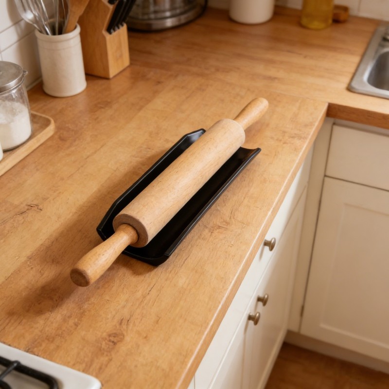 Countertop Rolling Pin Organizer Rack in Black for Dough and Pastry gallery