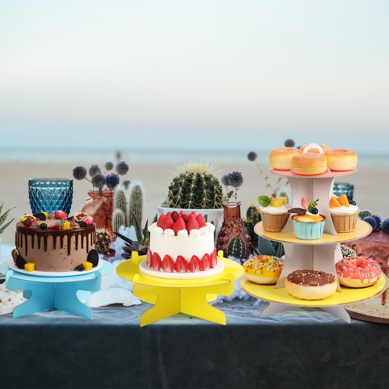 6 Pieces Colorful Cupcake Stand Set 3 Tier Cardboard Dessert Tower 1Tier Cupc... gallery