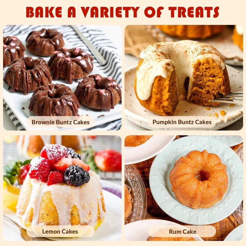 HKMTT Small Silicone Buntz Pan, Mini Fluted Tube Rum Cake Baking Molds, 6 Cav... gallery