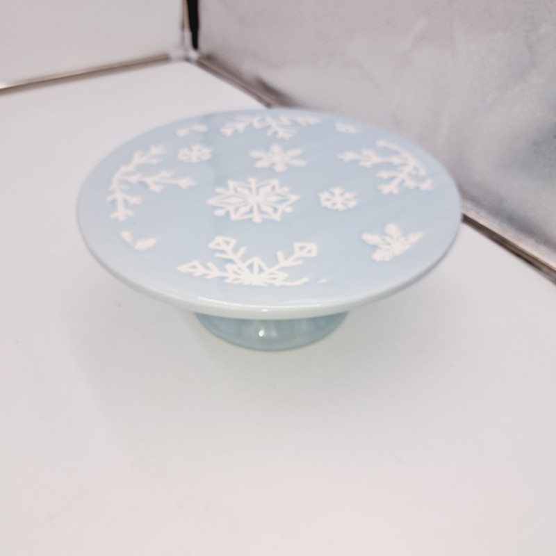 Holiday Style Baby Blue color cake stand/plate Snowflakes gallery