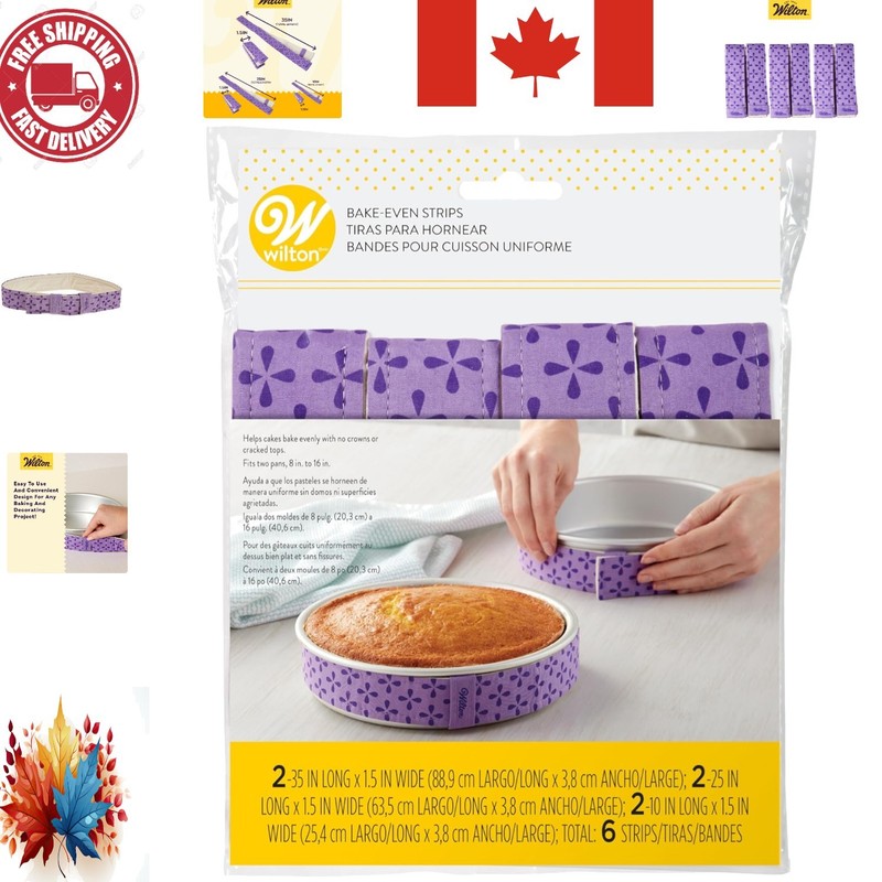 6 Size-Varied Bake Even Strips - Insulated Baking Solution for Perfect Cakes