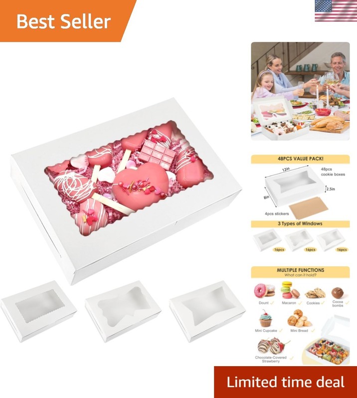 Recyclable 48-count Cookie Boxes, 12x8x2.5 Inches – Perfect for Any Celebration