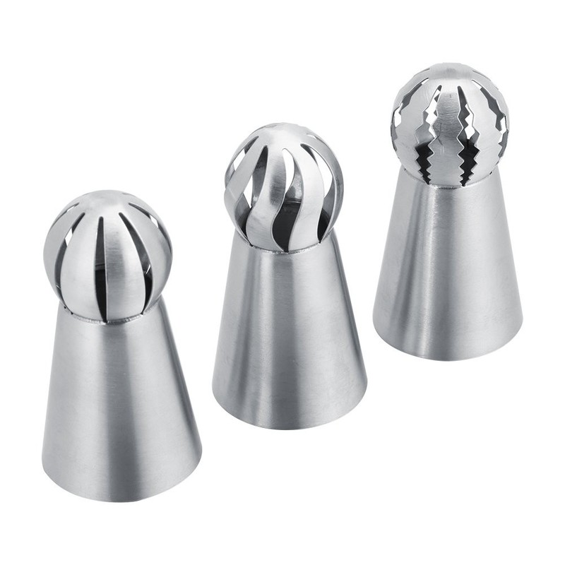 3pc Cake Icing Nozzle Pastry Decor Point Kit Stainless Steel Silver Flower Op... gallery