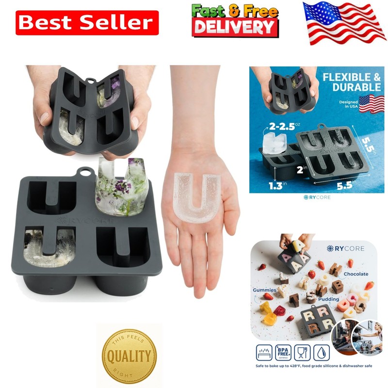 Versatile 2-Inch Letter U Silicone Mold – Ideal for Ice Cubes & Chocolate