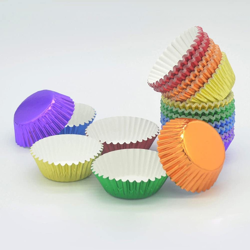 Bright Rainbow Foil Cupcake Liners Mini Baking Cups for Party, 240-Count gallery