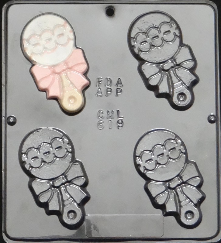 Baby Rattle Chocolate Candy Mold Baby Shower 619 NEW