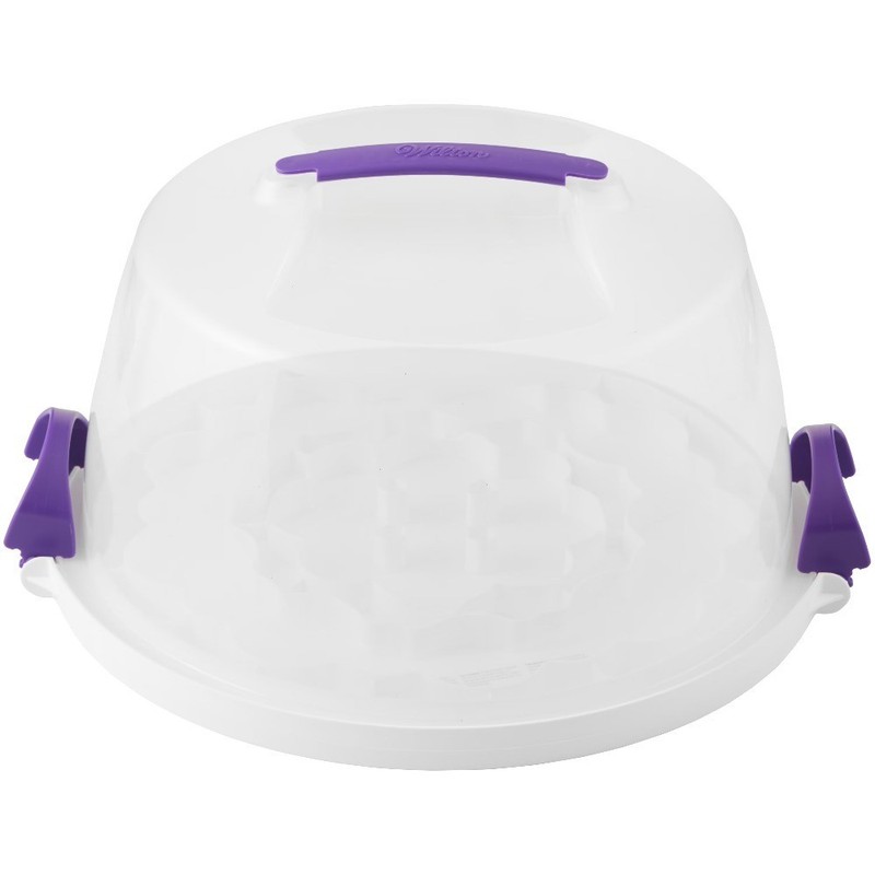 10 Inch Round Cake Carrier with Reversible Base for 13 Cupcakes Secure Lock gallery