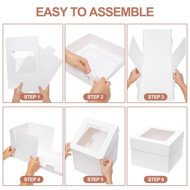 10pcs Cake Boxes 10 Inch 10x10x8 Tall Cake Boxes With Window For Tier Baking Dis gallery