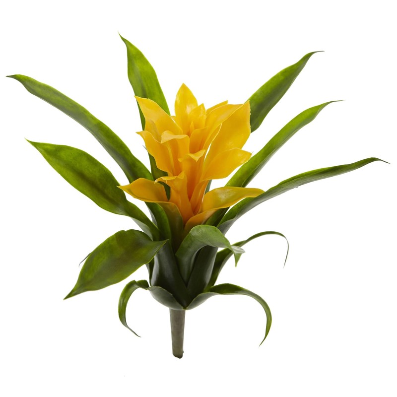 Nearly Natural 10in. Bromeliad Flower, Set of 6 Artificial Plant, Yellow, 6 gallery