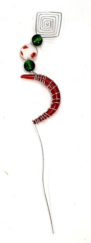 Cake Tester Gram’s Glam Christmas Stocking Stuffer Stainless Wire Red Green 9.5″