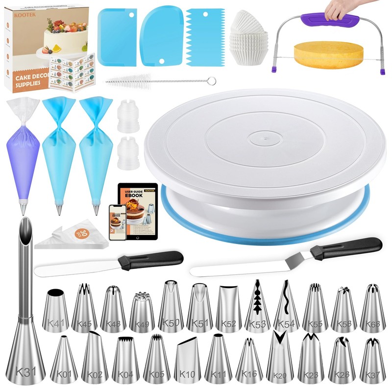Kootek 96PCs Cake Decorating Kits, Baking Supplies Tools with Stand Blue